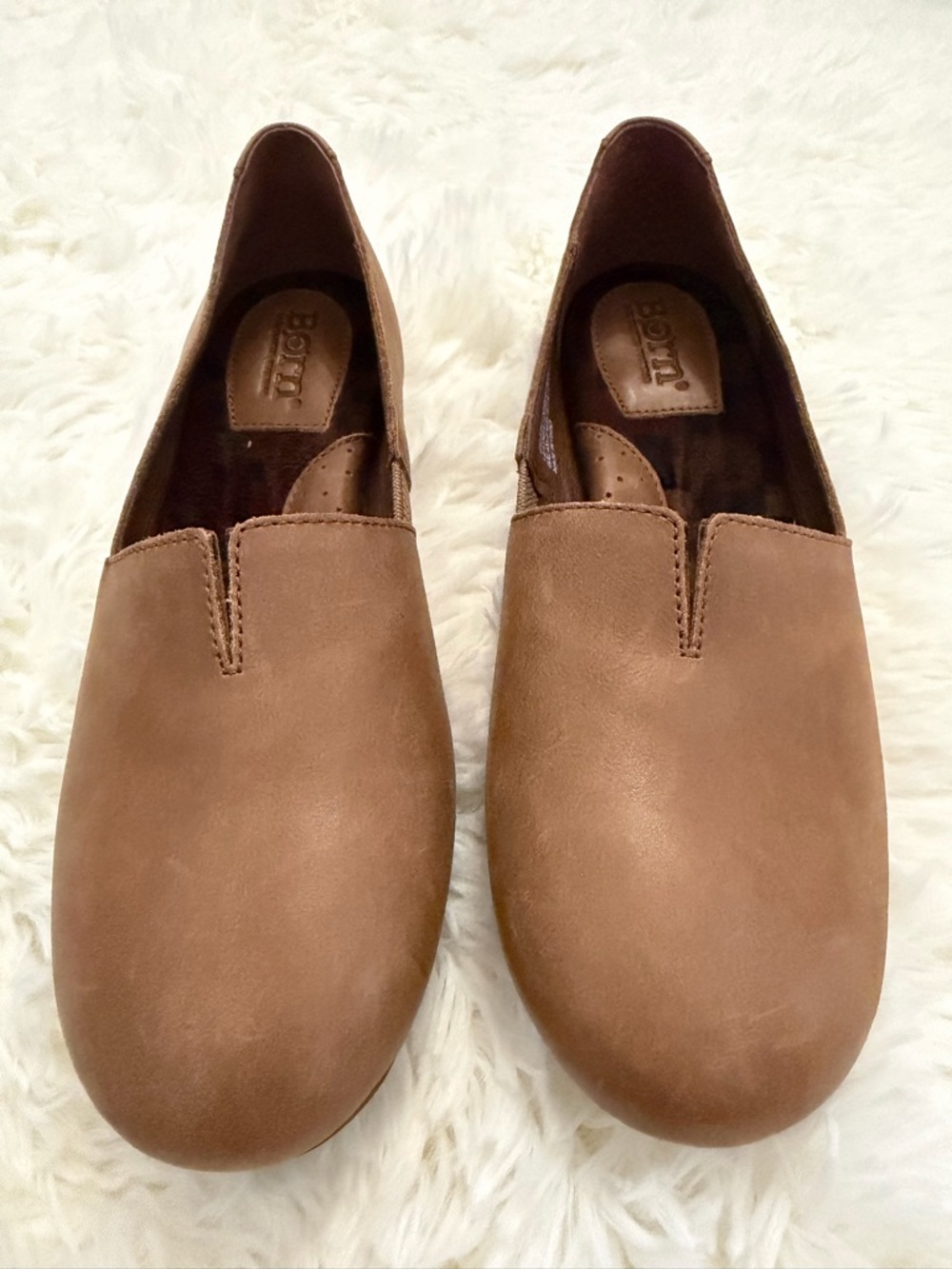 Born Sebra Leather Slip-On Loafers | Tan Brown Comfort Flats | Casual - Picture 3 of 14